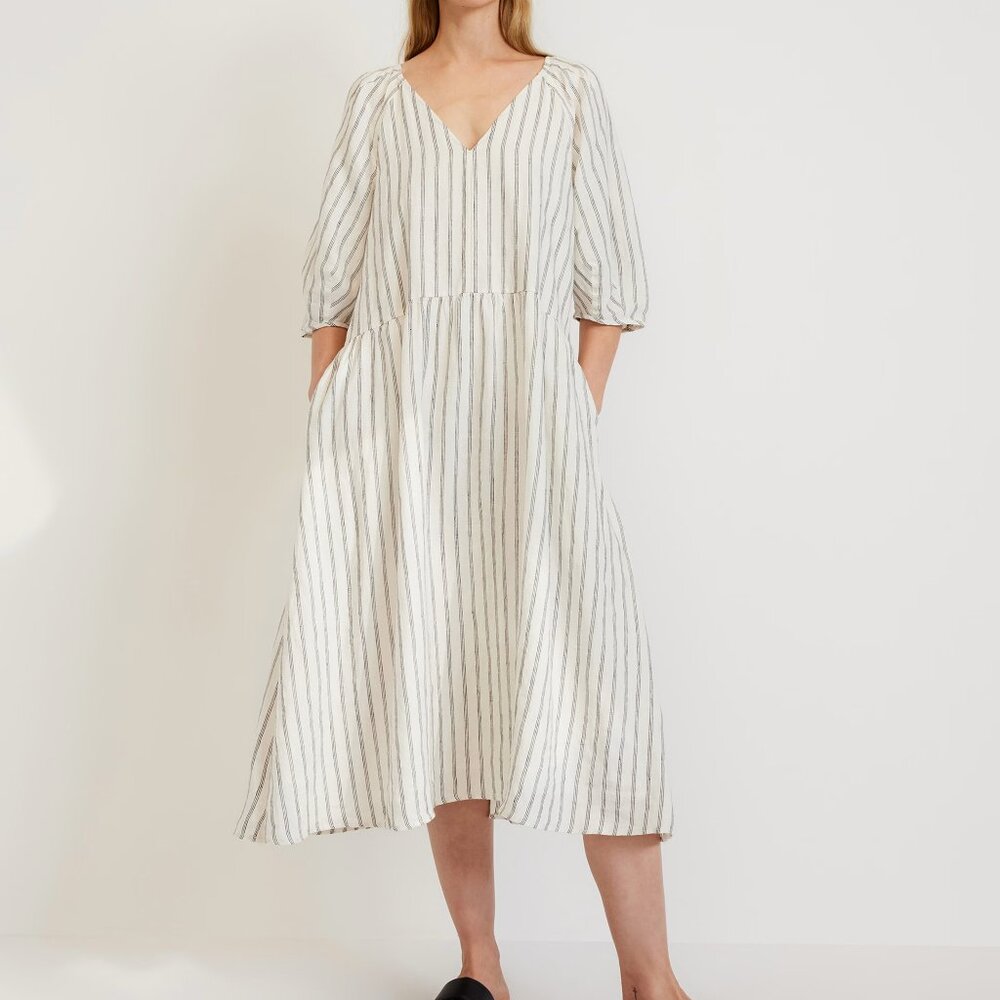 Everlane The Linen Oversized Puff-Sleeve Dress